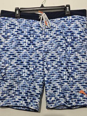 Tommy Bahama Mens Blue Baja Swim Trunks Sz XL 9" Lined Pockets Hawaii Beach Vaca